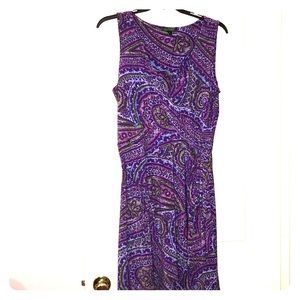 Dress with jewel tones & bright pink shrug